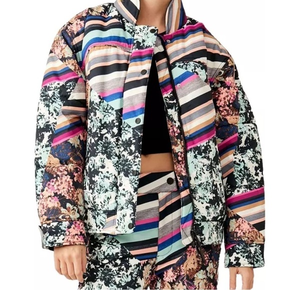 Free people coat Movement Bunny Slope Puffer Jacket NWT Black diamond print - Picture 1 of 7
